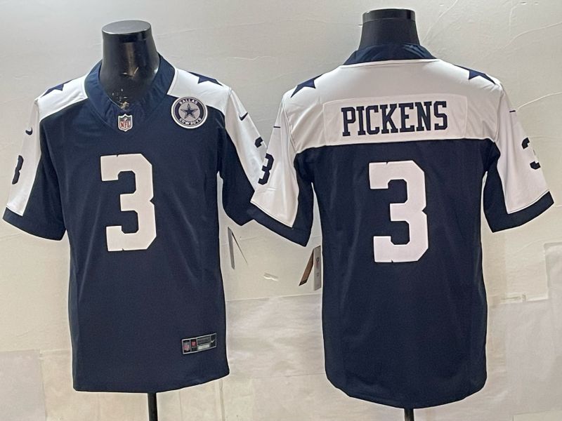 Men 2026 Dallas Cowboys #3 Pickens Blue 3th generations Nike Limited NFL Jersey style 07